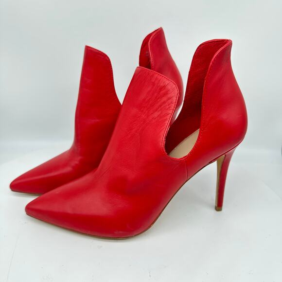 Aldo Red Leather Fraresa Stiletto Heel Ankle Boots Pointed Toe Booties Womens 9 - Picture 2 of 14